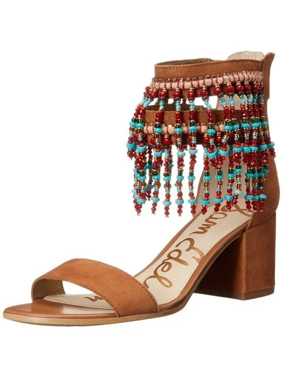 Sam Edelman Sibel Beaded Fringe Boho Heeled Sandal Women's Size 10 - Picture 7 of 8